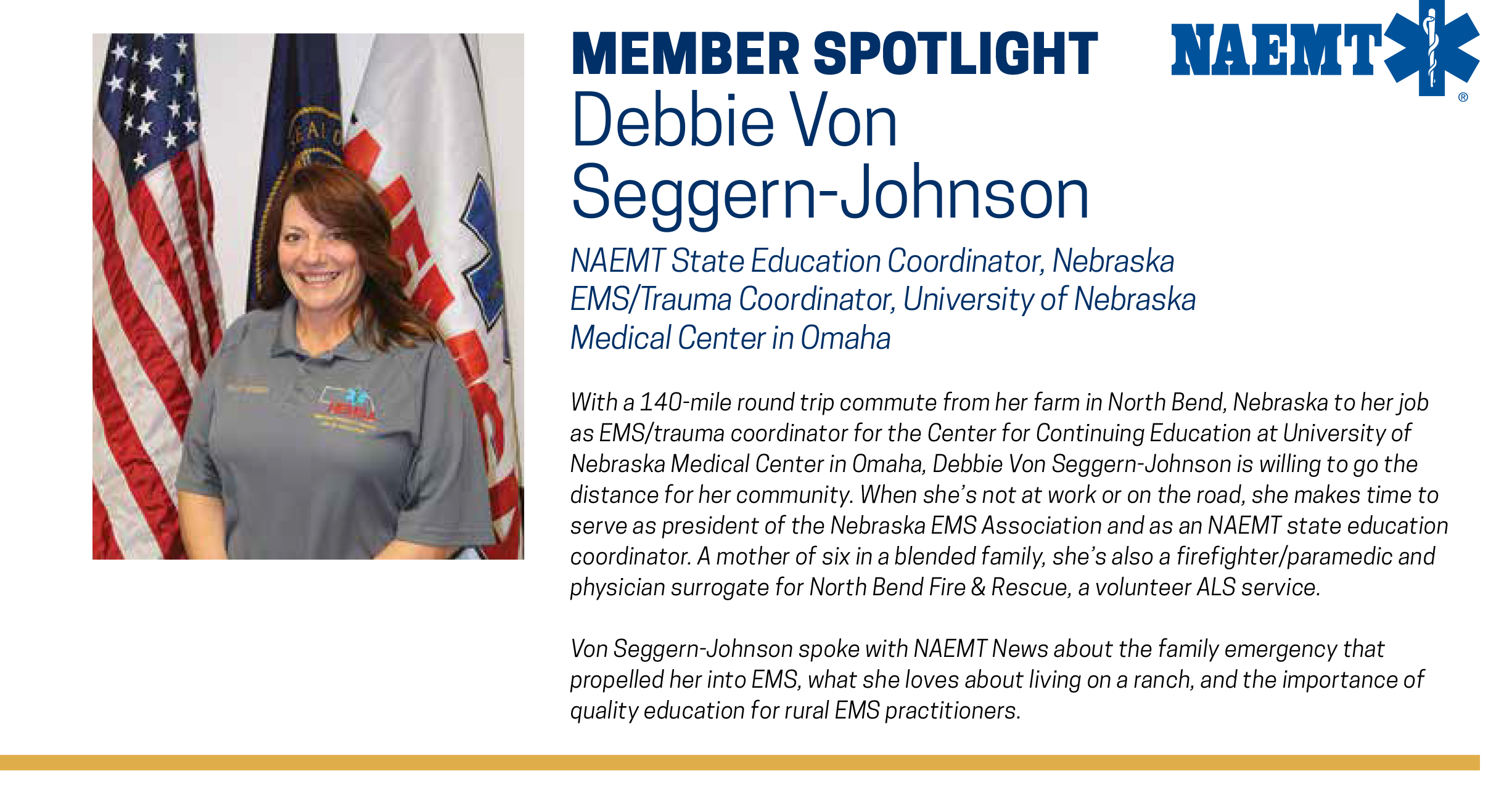 NAEMT Member Spotlight Debbie Von Seggern-Johnson